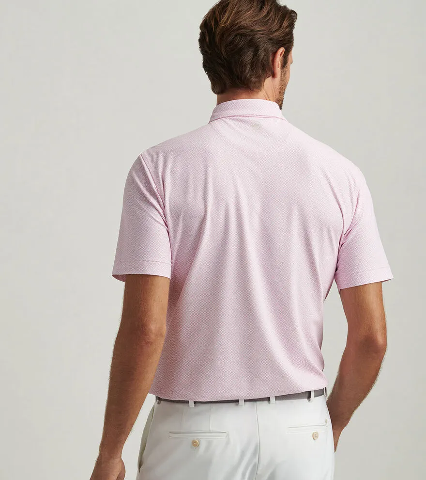 Mens Peter Millar Peter Millar Men's Costa Geo Performance Mesh Polo Shirt - Pink Vale