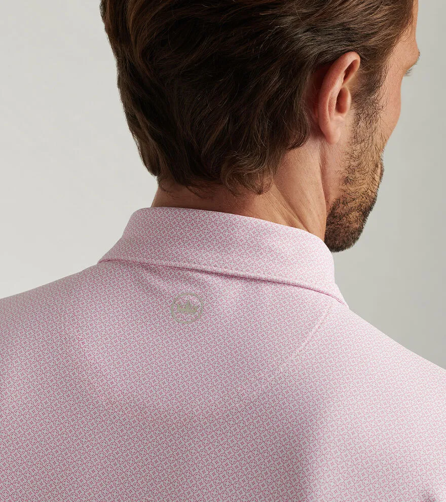 Mens Peter Millar Peter Millar Men's Costa Geo Performance Mesh Polo Shirt - Pink Vale