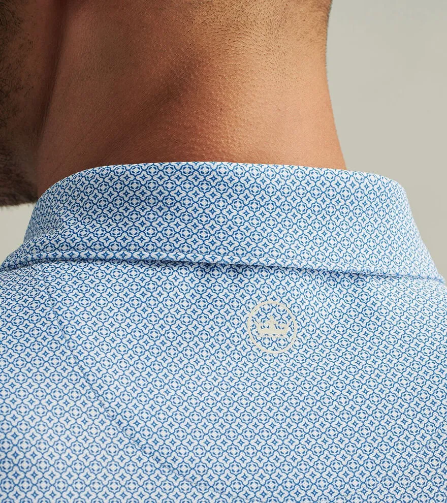 Mens Peter Millar Peter Millar Men's Costa Geo Performance Mesh Polo Shirt - Sailor Blue