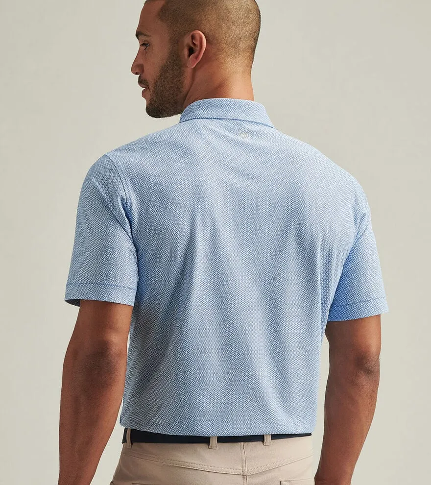 Mens Peter Millar Peter Millar Men's Costa Geo Performance Mesh Polo Shirt - Sailor Blue