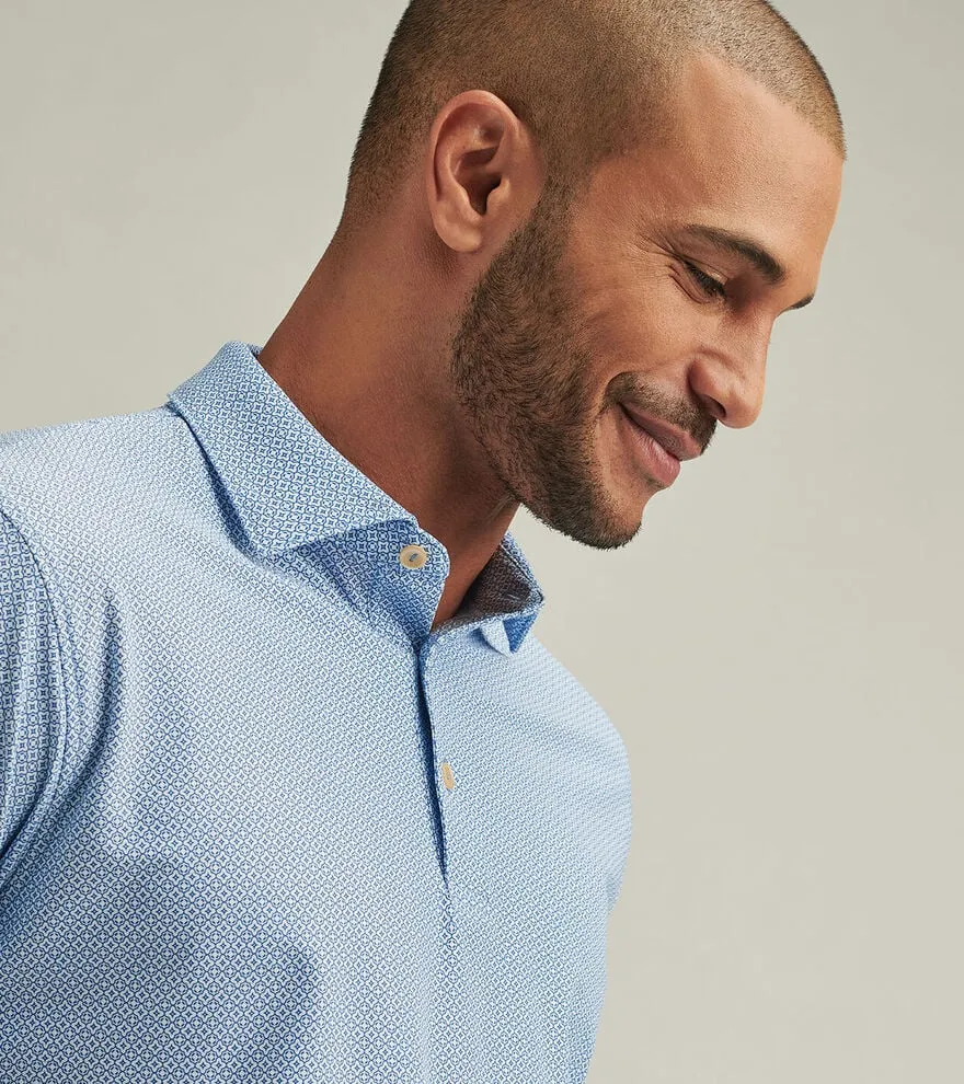 Mens Peter Millar Peter Millar Men's Costa Geo Performance Mesh Polo Shirt - Sailor Blue