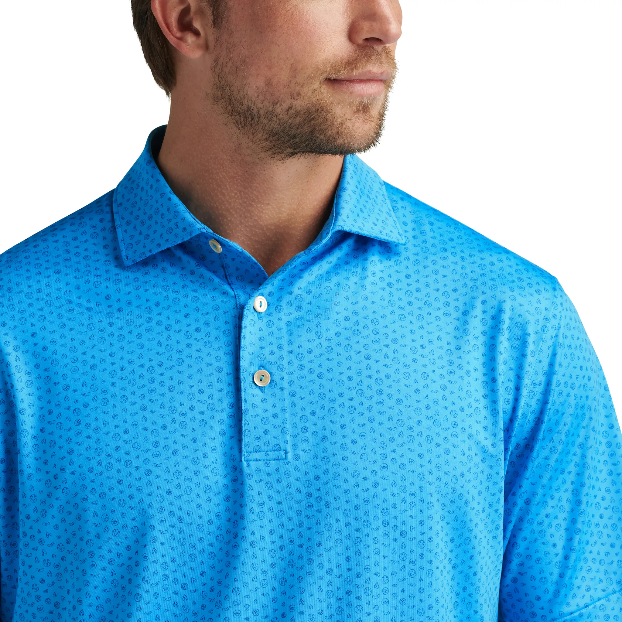 Mens Peter Millar Peter Millar Men's Elements Performance Jersey Polo Shirt - Riverbed