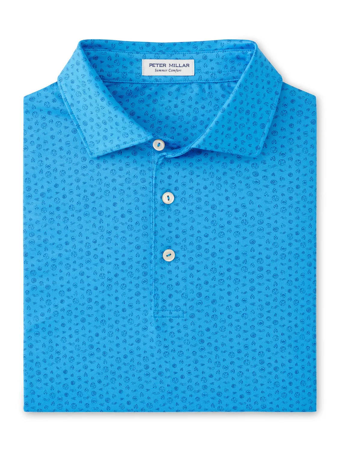 Mens Peter Millar Peter Millar Men's Elements Performance Jersey Polo Shirt - Riverbed