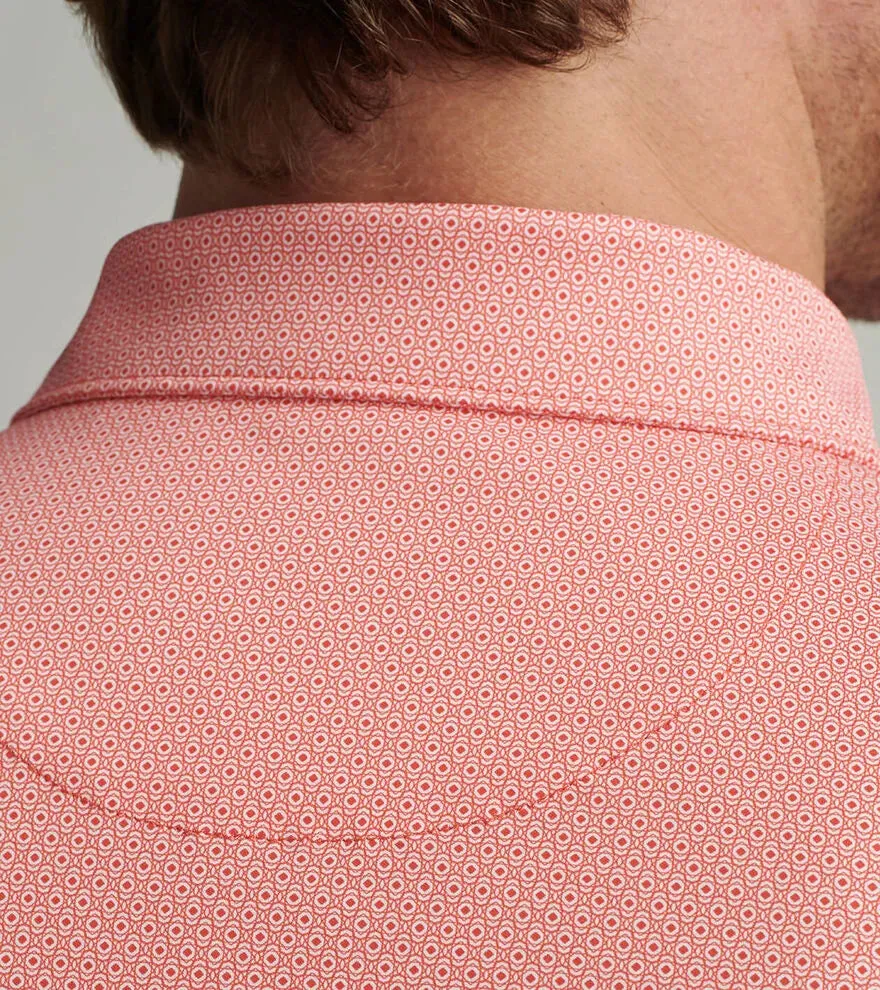 Mens Peter Millar Peter Millar Men's Featherweight Geo Links Polo Shirt - Azalea