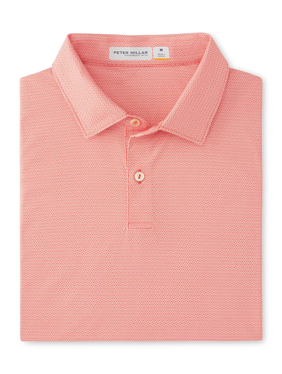 Mens Peter Millar Peter Millar Men's Featherweight Geo Links Polo Shirt - Azalea