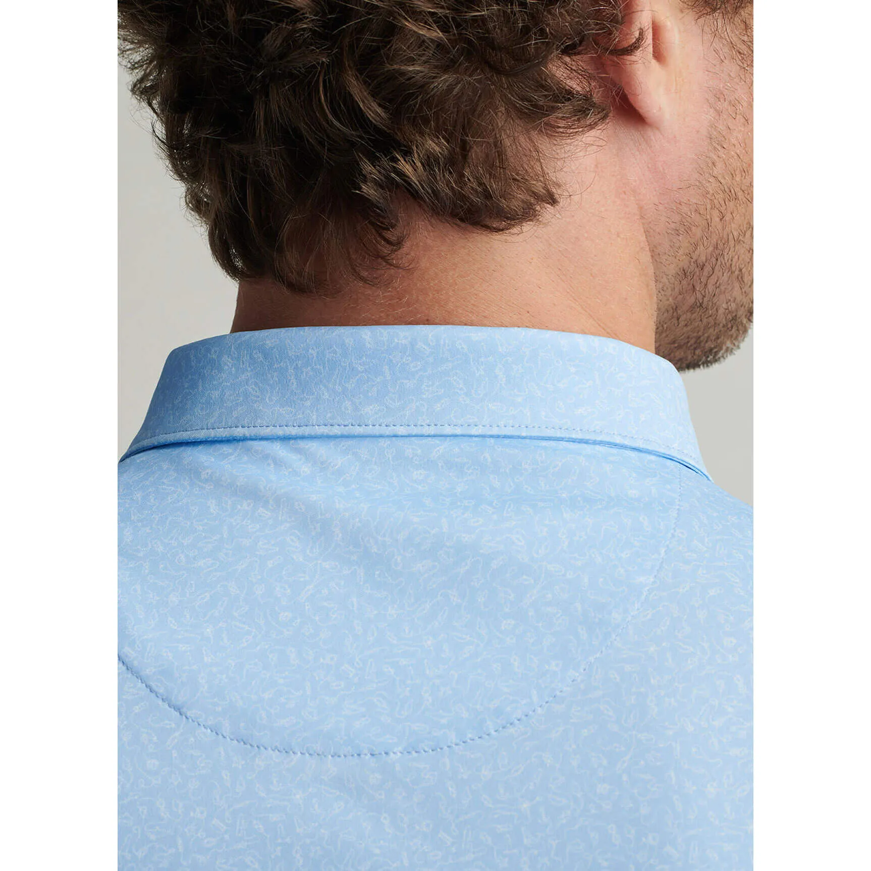Mens Peter Millar Peter Millar Men's Featherweight Nautical Knots Polo Shirt - Cottage Blue