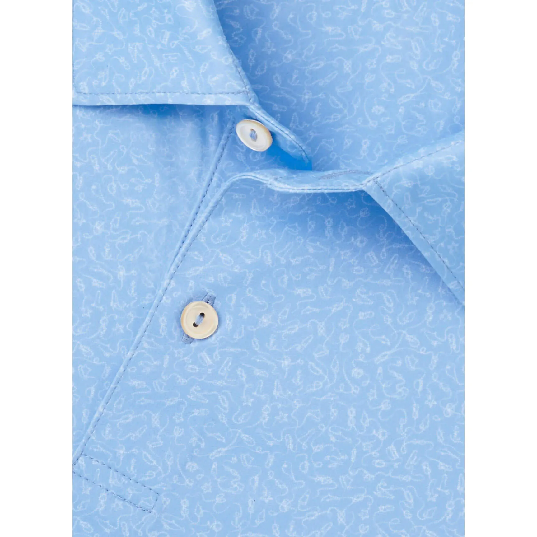 Mens Peter Millar Peter Millar Men's Featherweight Nautical Knots Polo Shirt - Cottage Blue