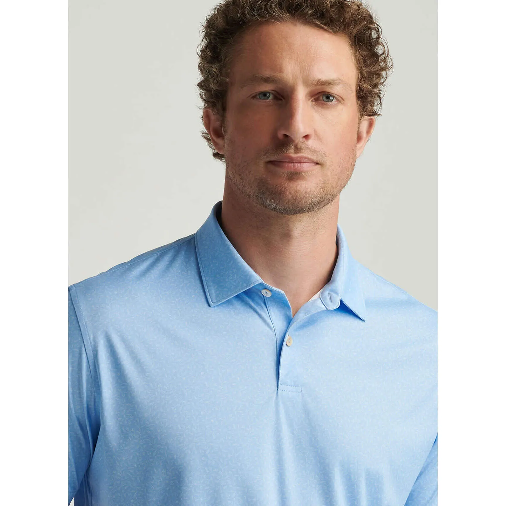 Mens Peter Millar Peter Millar Men's Featherweight Nautical Knots Polo Shirt - Cottage Blue
