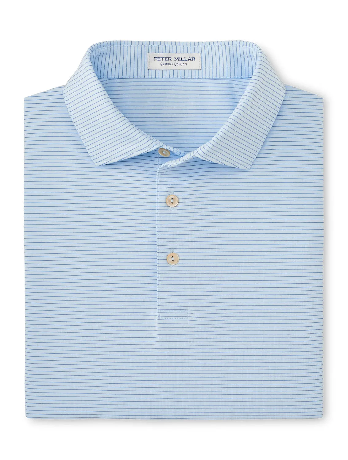 Mens Peter Millar Peter Millar Men's Highlands Performance Jersey Polo Shirt - Pale Blue