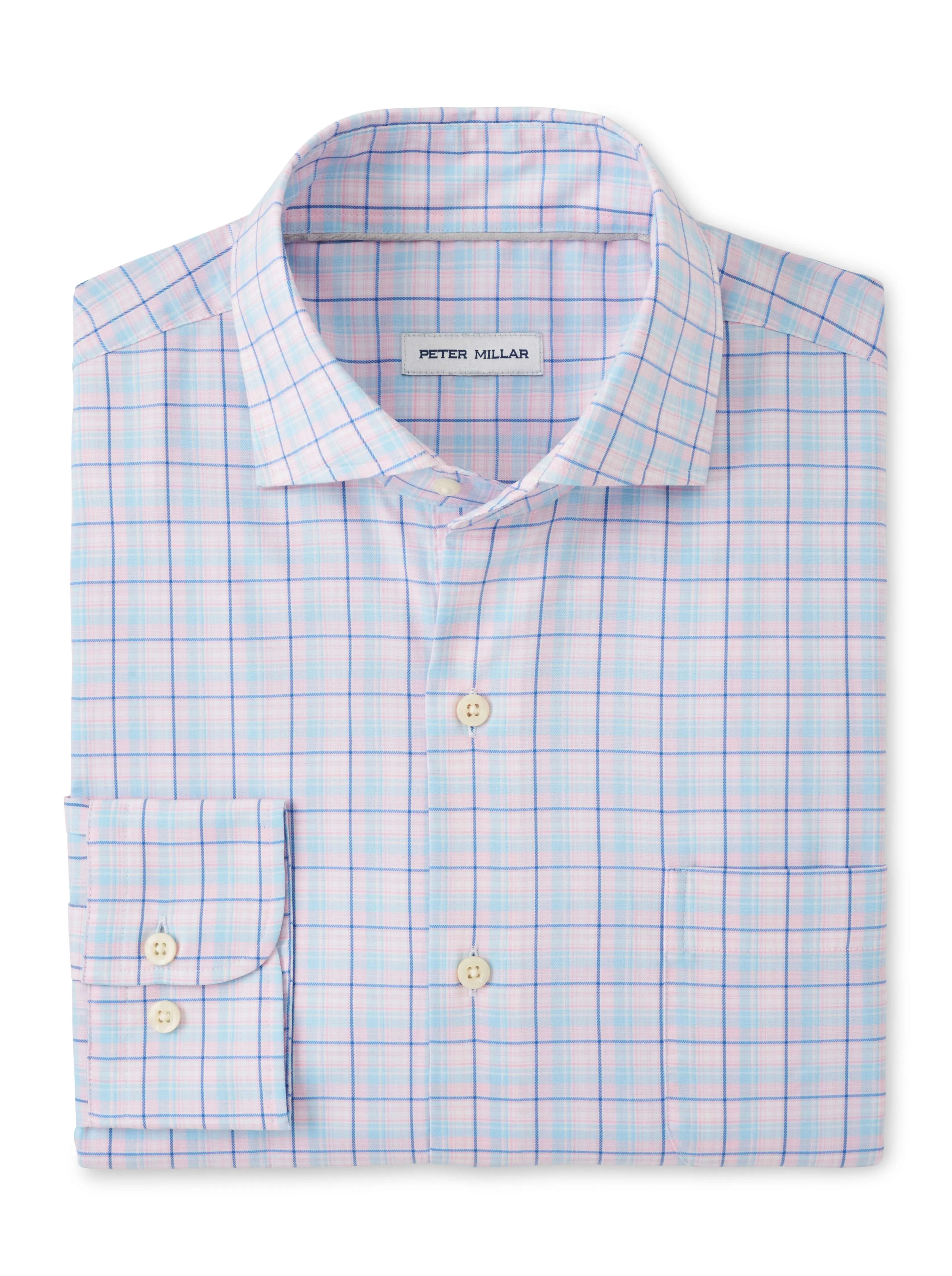 Mens Peter Millar Peter Millar Men's Huron Crown Lite Cotton-Stretch Sport Shirt - Palmer Pink