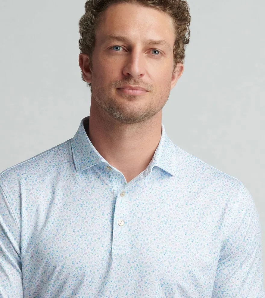 Mens Peter Millar Peter Millar Men's Island Jammin Performance Jersey Polo Shirt - White
