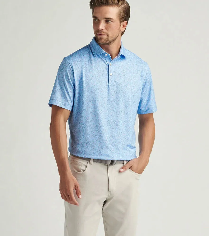 Mens Peter Millar Peter Millar Men's Macaw Performance Jersey Polo Shirt - Cottage Blue