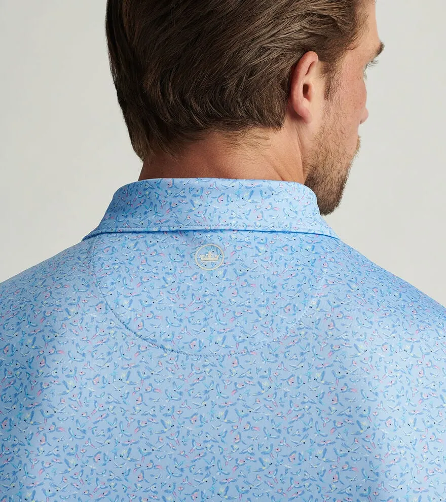 Mens Peter Millar Peter Millar Men's Macaw Performance Jersey Polo Shirt - Cottage Blue
