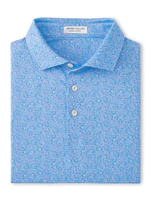 Mens Peter Millar Peter Millar Men's Macaw Performance Jersey Polo Shirt - Cottage Blue