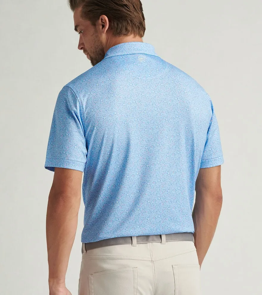 Mens Peter Millar Peter Millar Men's Macaw Performance Jersey Polo Shirt - Cottage Blue