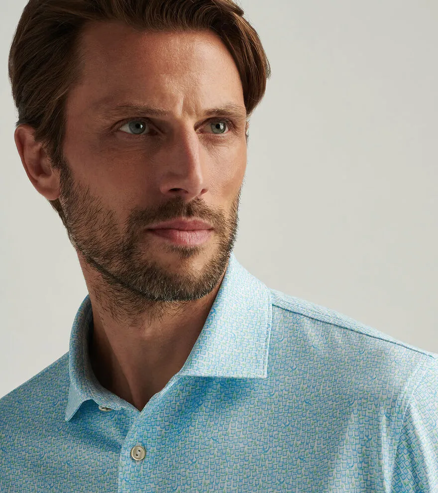 Mens Peter Millar Peter Millar Men's Mezcal Performance Jersey Polo Shirt - White