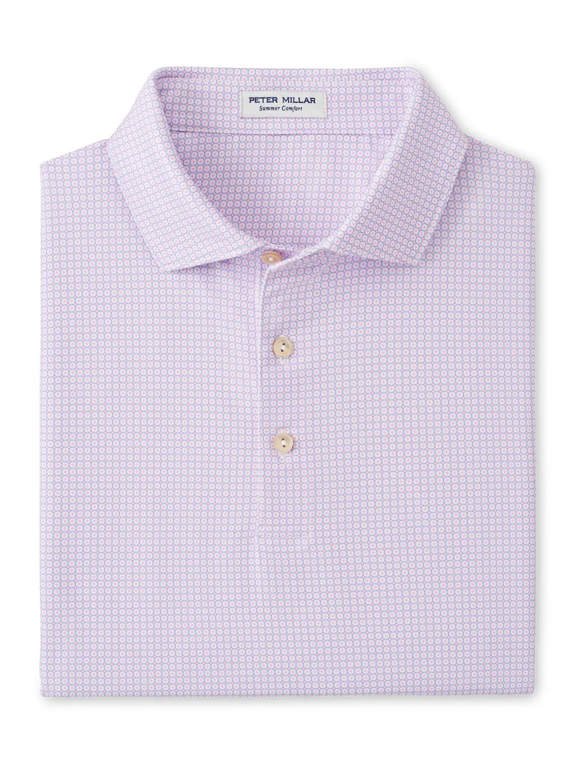Mens Peter Millar Peter Millar Men's Orbit Performance Jersey Polo Shirt - White/Blue Sea