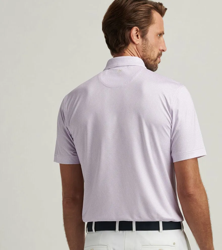 Mens Peter Millar Peter Millar Men's Orbit Performance Jersey Polo Shirt - White/Blue Sea