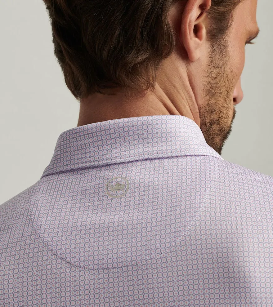 Mens Peter Millar Peter Millar Men's Orbit Performance Jersey Polo Shirt - White/Blue Sea