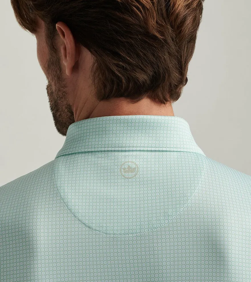 Mens Peter Millar Peter Millar Men's Orbit Performance Jersey Polo Shirt - White/Pear Tart