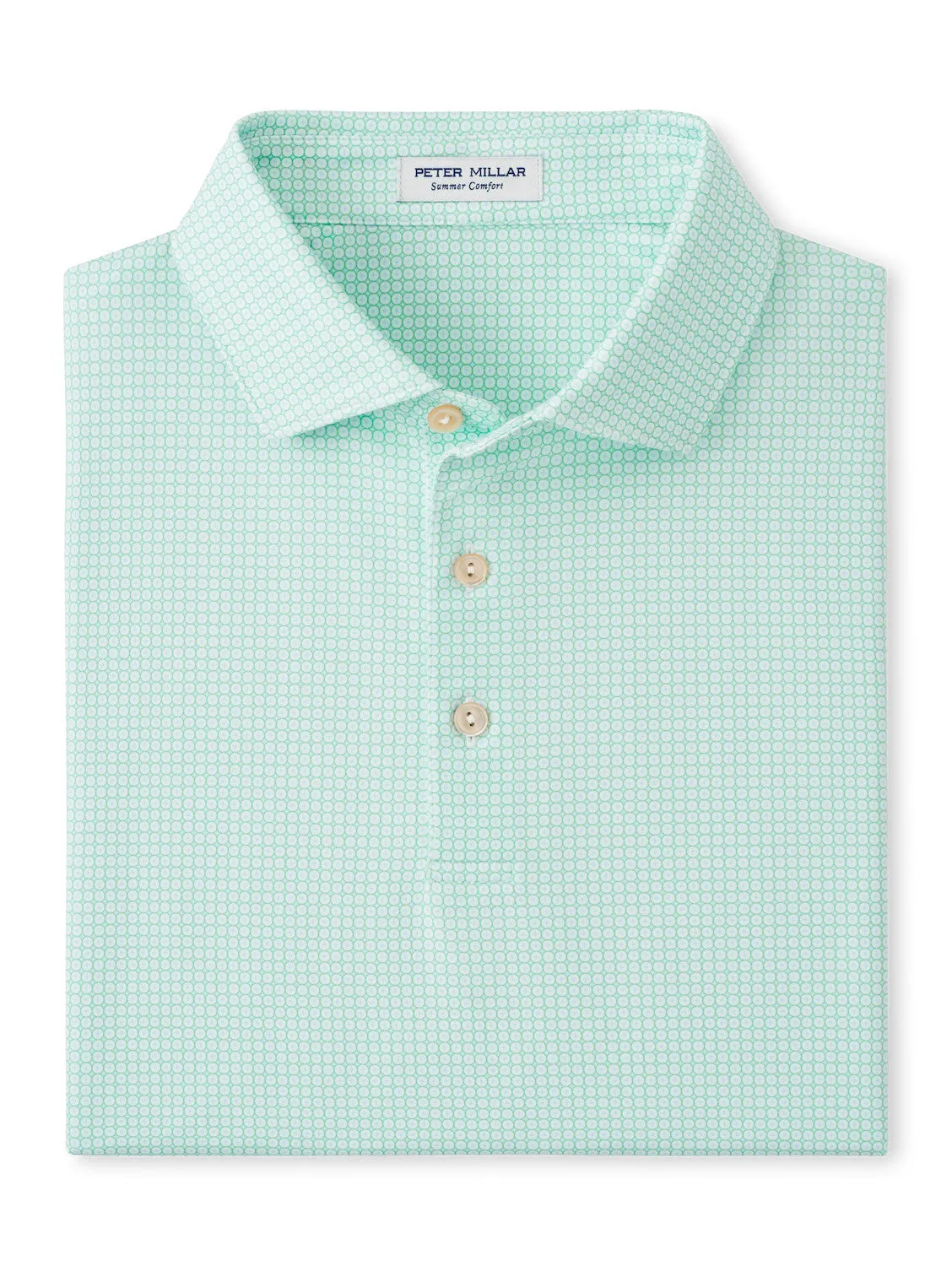 Mens Peter Millar Peter Millar Men's Orbit Performance Jersey Polo Shirt - White/Pear Tart
