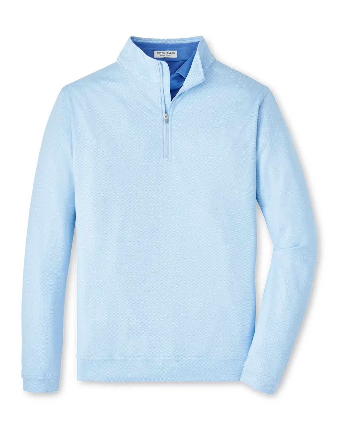 Mens Peter Millar Peter Millar Men's Perth Birdseye Performance 1/4 Zip Pullover Sweater - Pale Blue