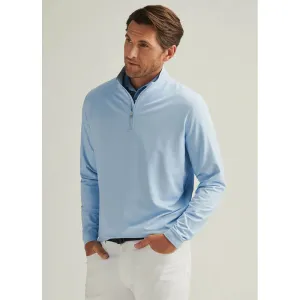 Mens Peter Millar Peter Millar Men's Perth Birdseye Performance 1/4 Zip Pullover Sweater - Pale Blue