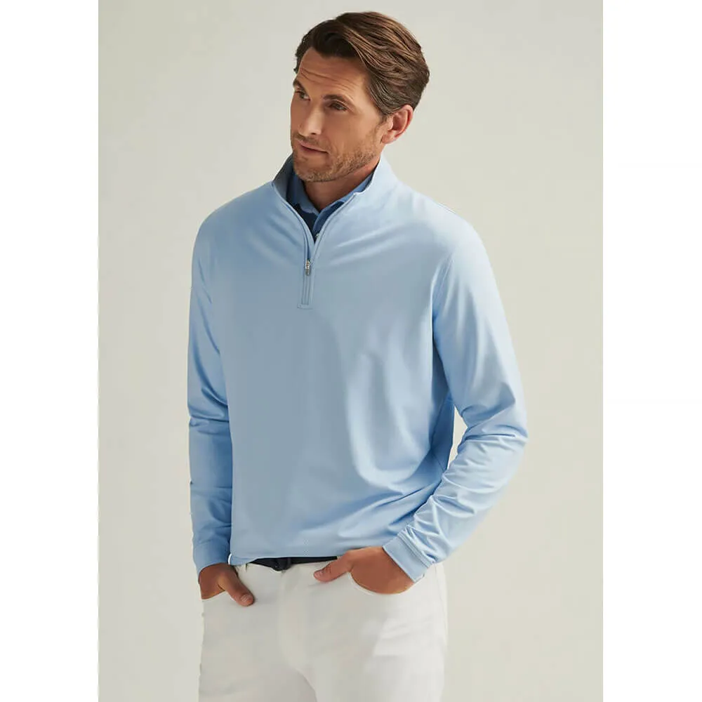 Mens Peter Millar Peter Millar Men's Perth Birdseye Performance 1/4 Zip Pullover Sweater - Pale Blue