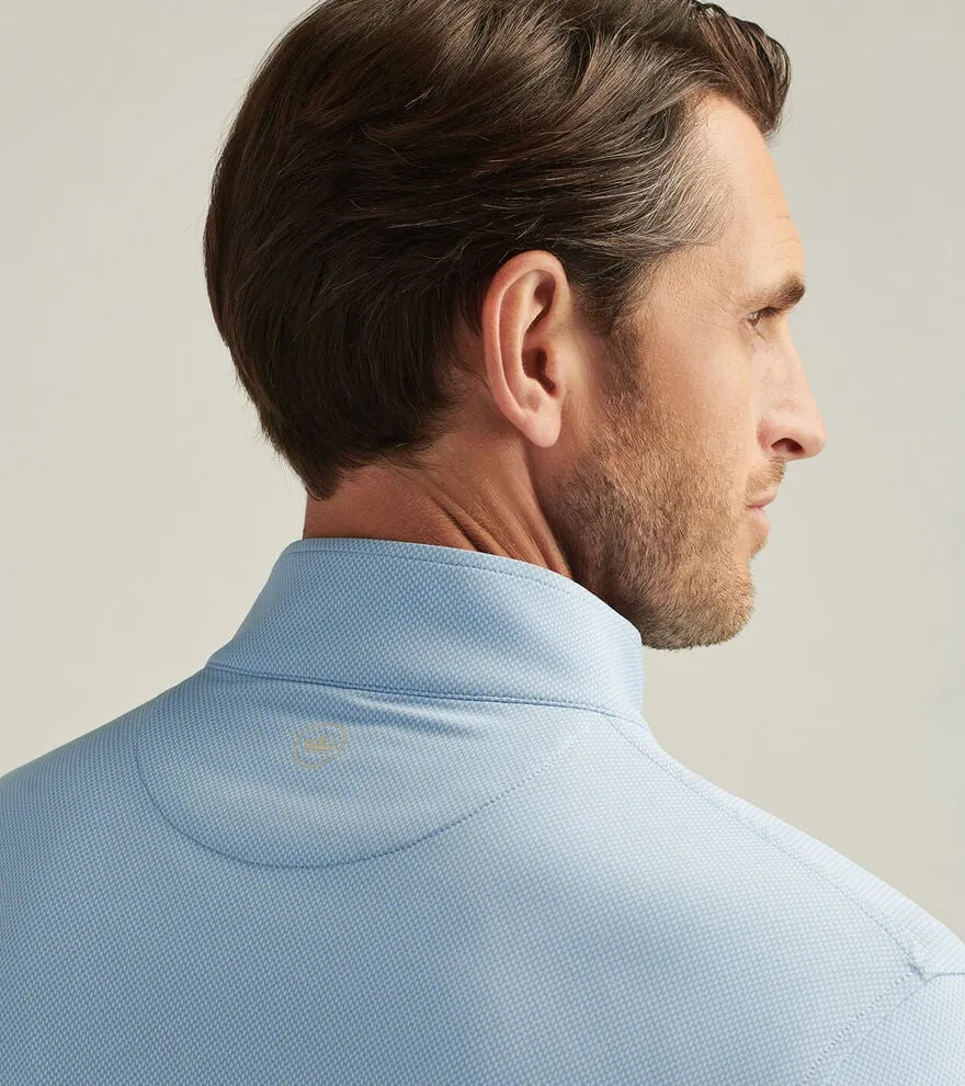Mens Peter Millar Peter Millar Men's Perth Birdseye Performance 1/4 Zip Pullover Sweater - Pale Blue