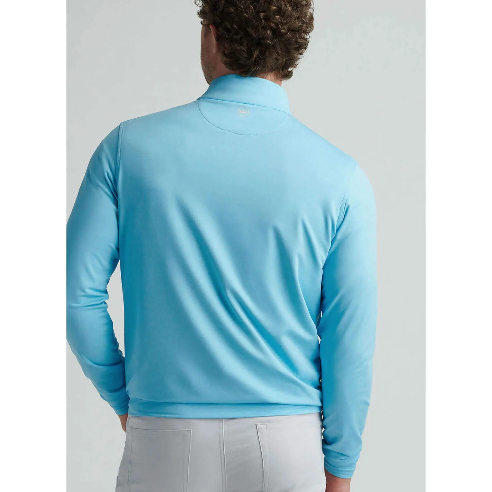 Mens Peter Millar Peter Millar Men's Perth Mélange Performance 1/4 Zip Pullover Sweater - Maya Blue