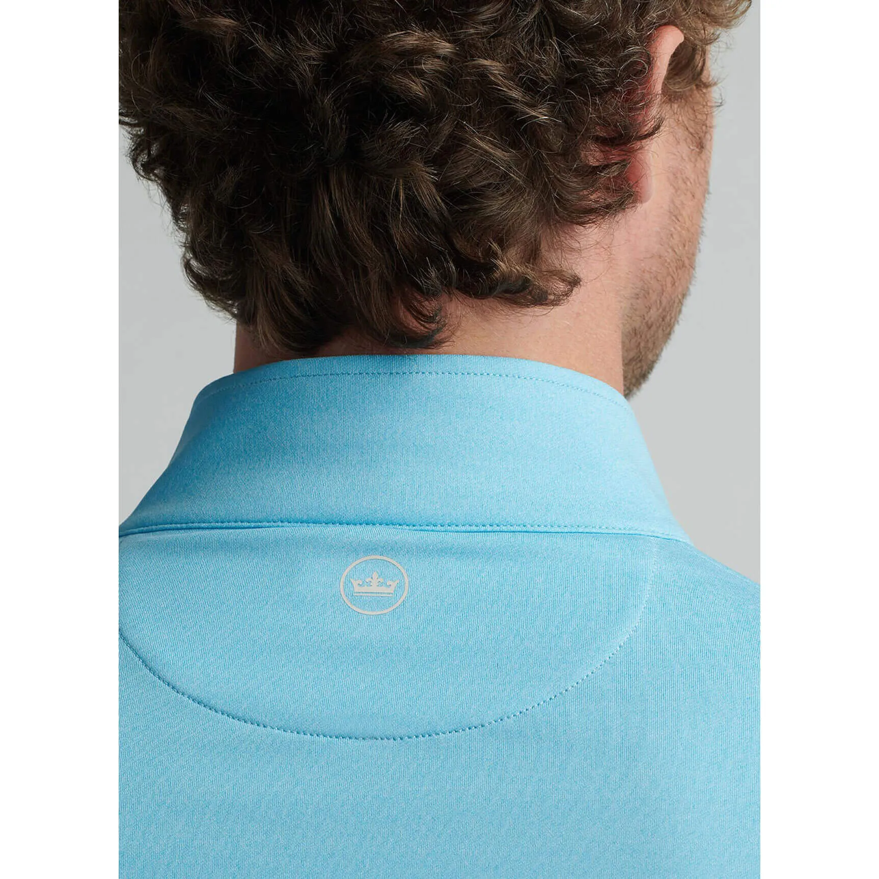 Mens Peter Millar Peter Millar Men's Perth Mélange Performance 1/4 Zip Pullover Sweater - Maya Blue