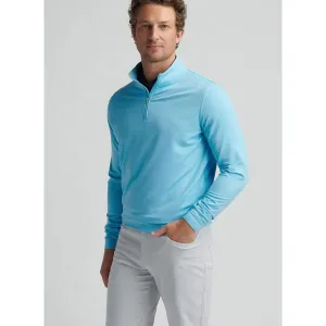 Mens Peter Millar Peter Millar Men's Perth Mélange Performance 1/4 Zip Pullover Sweater - Maya Blue