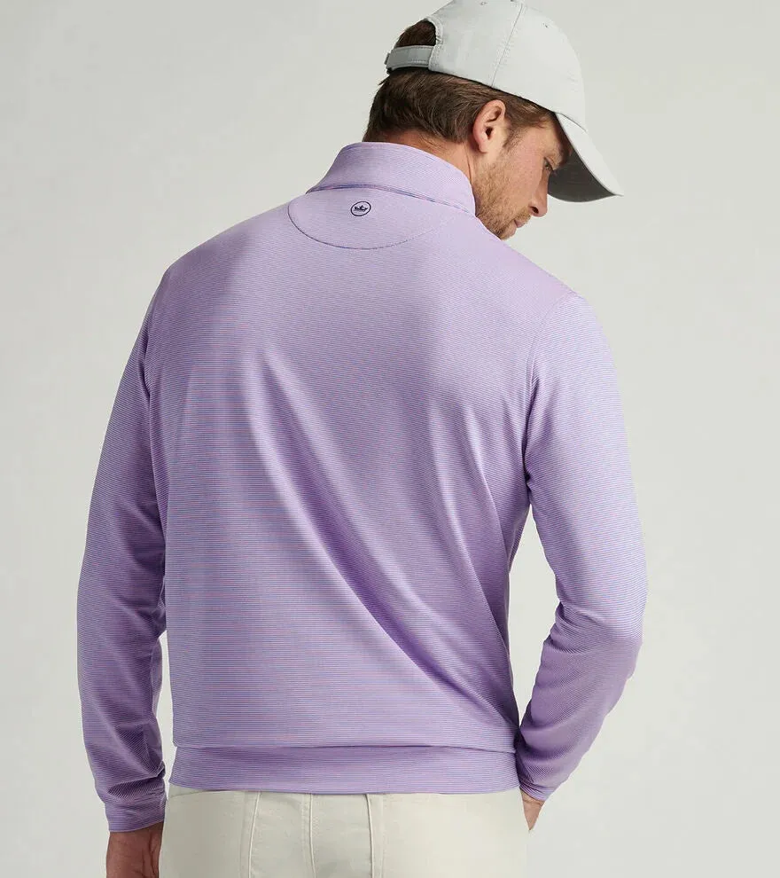 Mens Peter Millar Peter Millar Men's Perth Sugar Stripe Performance 1/4 Zip Pullover Sweater - Blue Sea