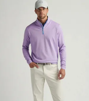 Mens Peter Millar Peter Millar Men's Perth Sugar Stripe Performance 1/4 Zip Pullover Sweater - Blue Sea
