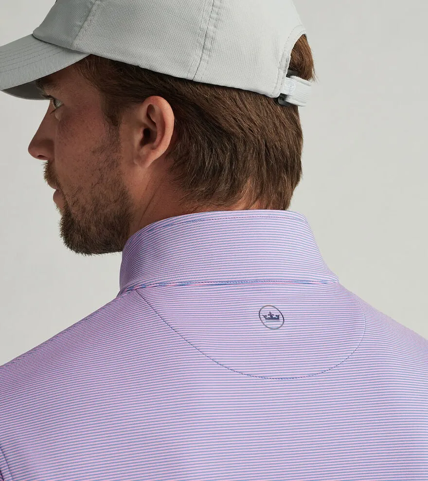 Mens Peter Millar Peter Millar Men's Perth Sugar Stripe Performance 1/4 Zip Pullover Sweater - Blue Sea