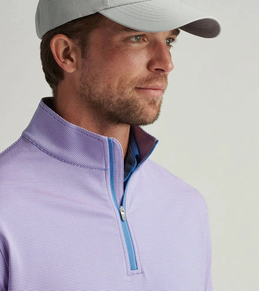Mens Peter Millar Peter Millar Men's Perth Sugar Stripe Performance 1/4 Zip Pullover Sweater - Blue Sea