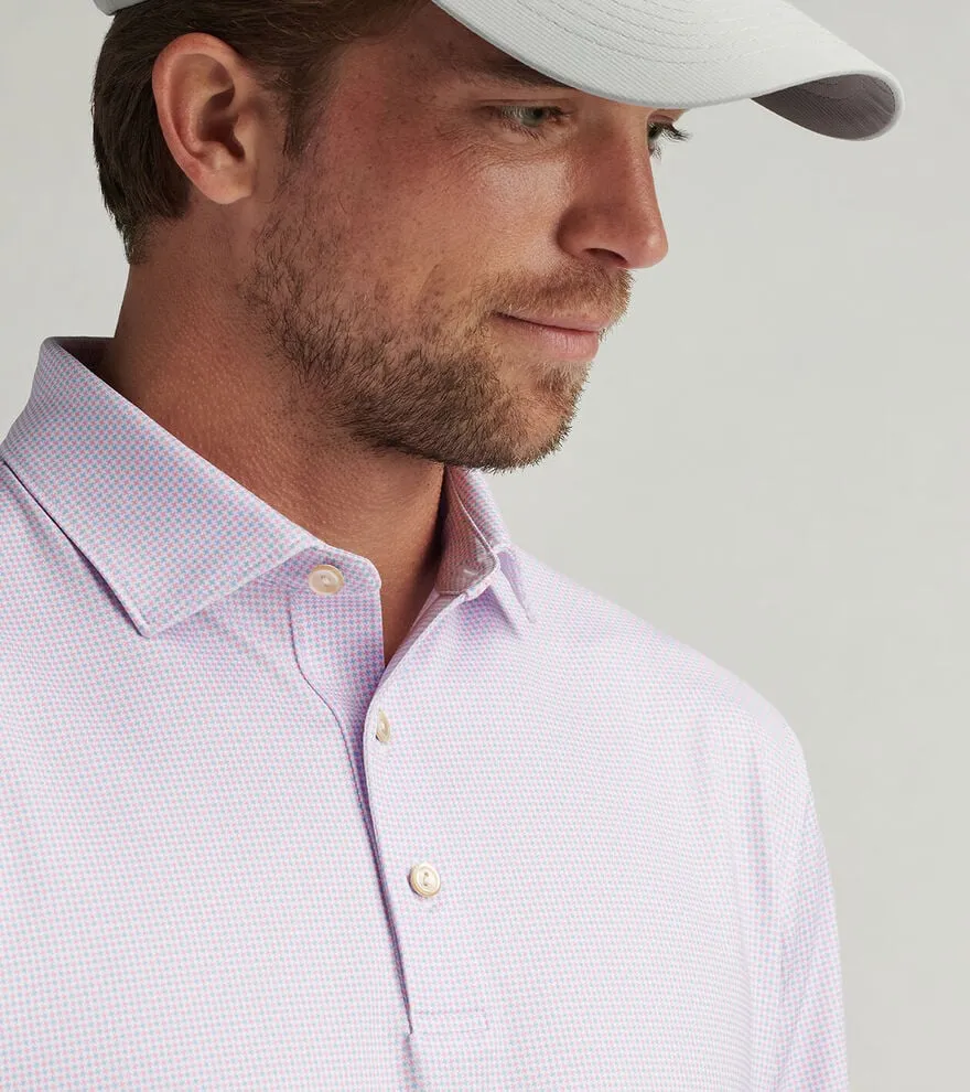 Mens Peter Millar Peter Millar Men's Phoenix Performance Jersey Polo Shirt - White/Cottage Blue