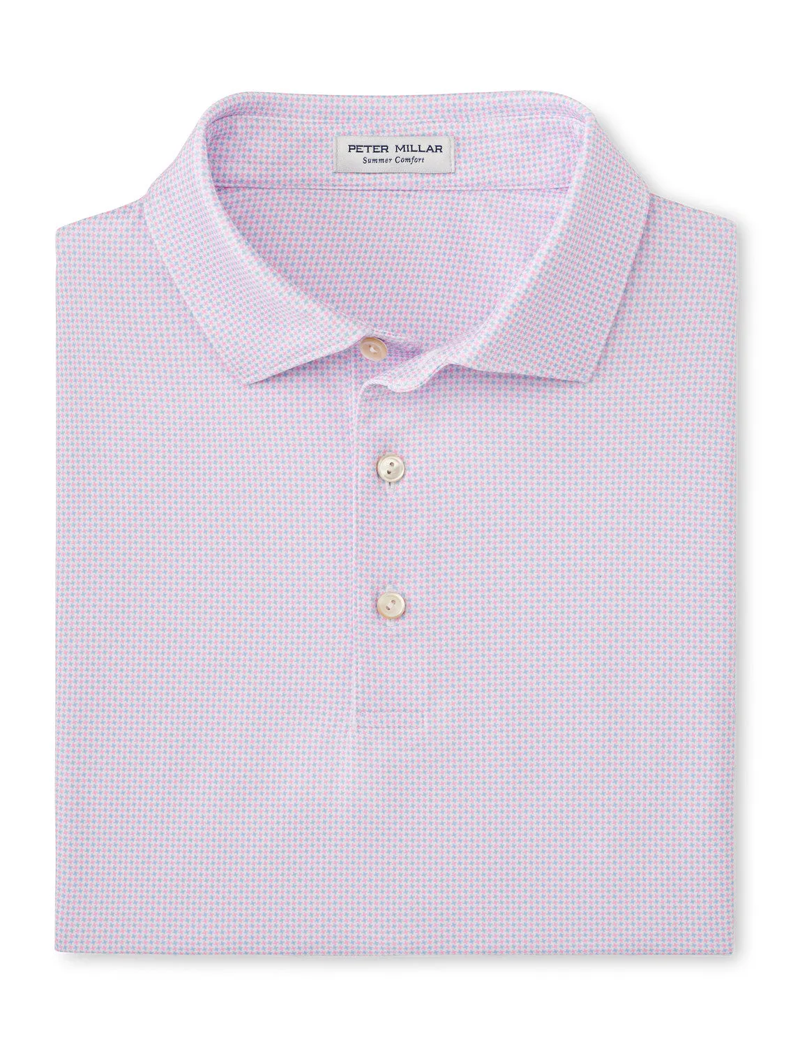 Mens Peter Millar Peter Millar Men's Phoenix Performance Jersey Polo Shirt - White/Cottage Blue