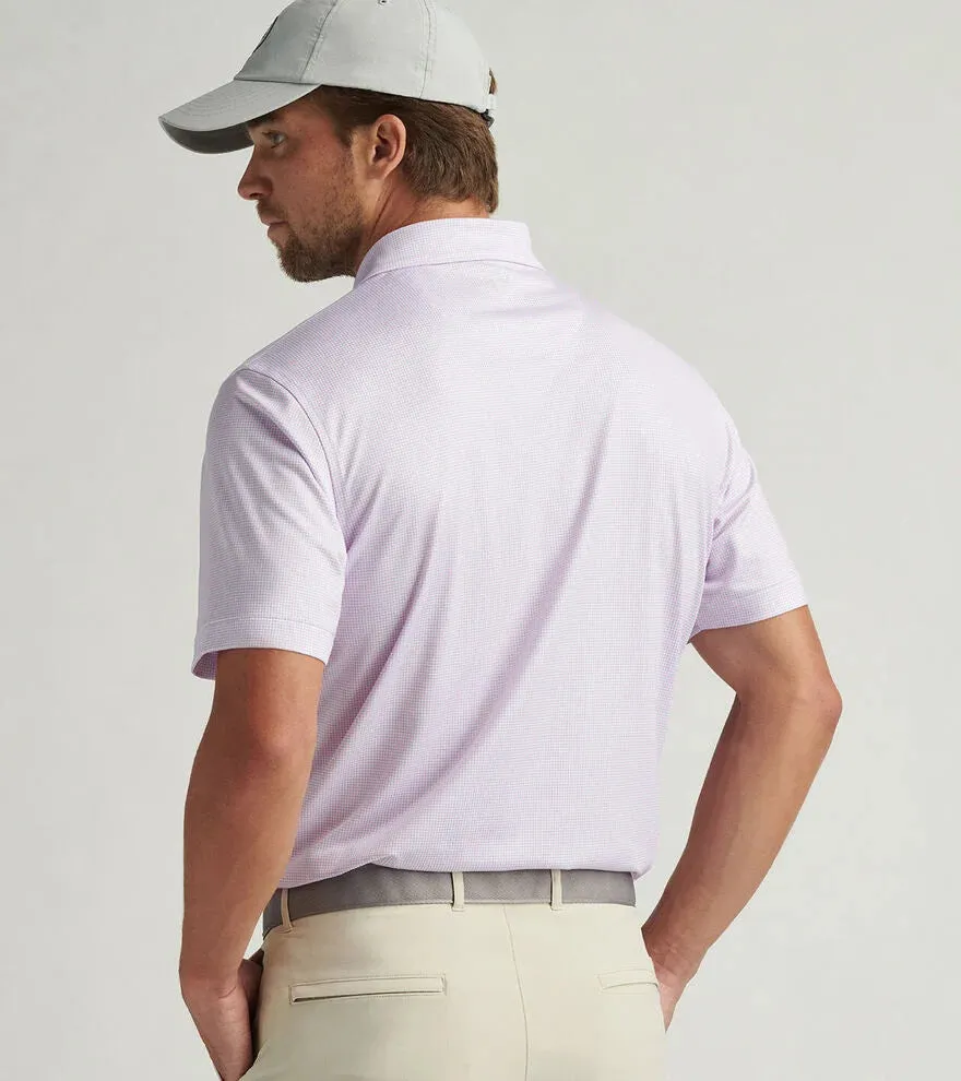 Mens Peter Millar Peter Millar Men's Phoenix Performance Jersey Polo Shirt - White/Cottage Blue