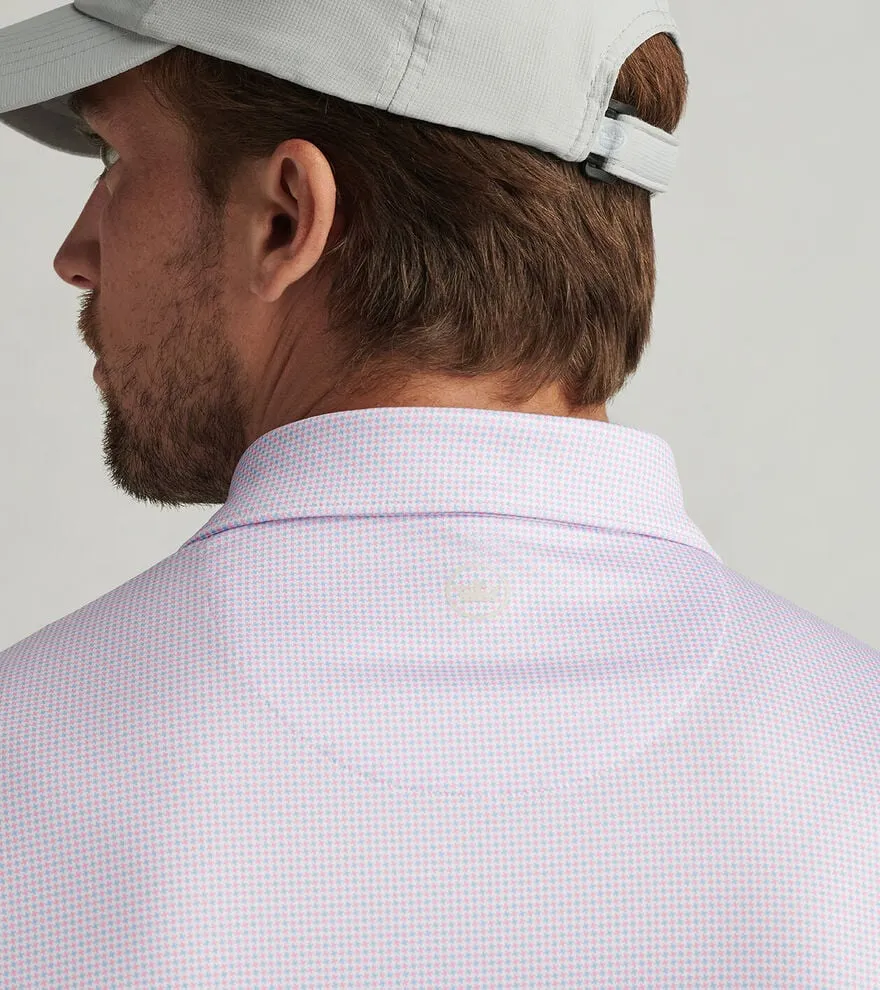 Mens Peter Millar Peter Millar Men's Phoenix Performance Jersey Polo Shirt - White/Cottage Blue