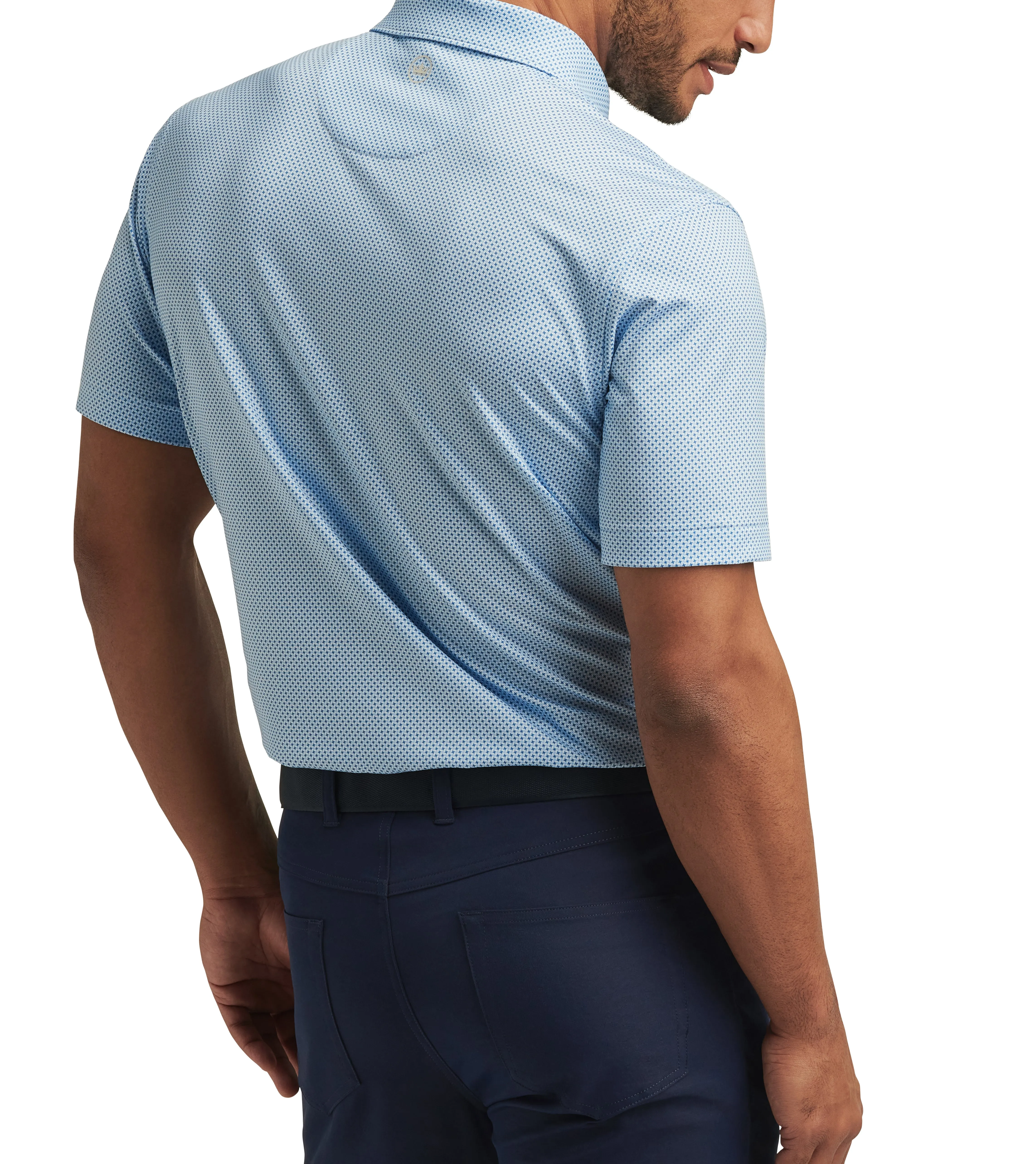 Mens Peter Millar Peter Millar Men's Phoenix Performance Jersey Polo Shirt - White/Sailor Blue
