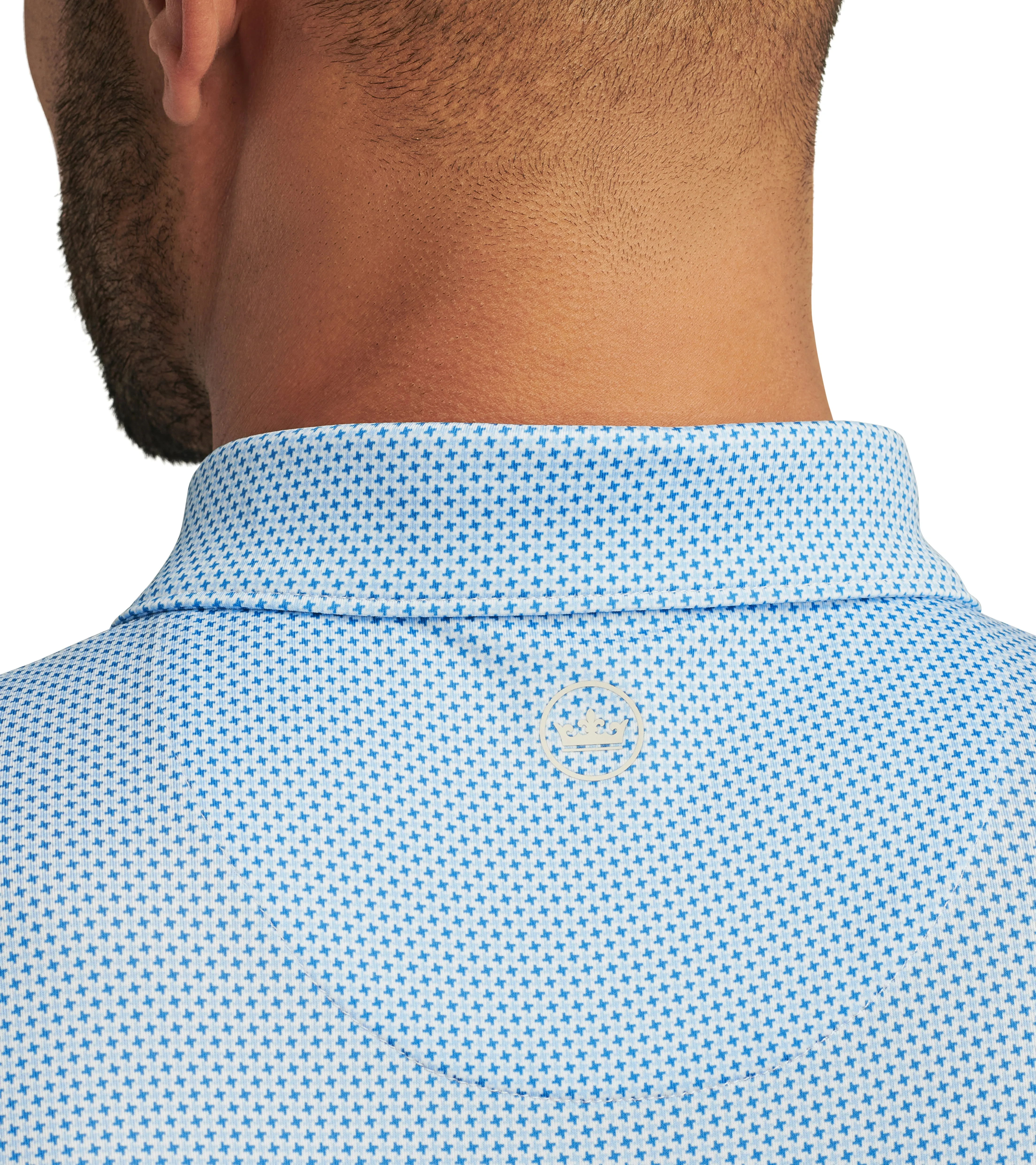 Mens Peter Millar Peter Millar Men's Phoenix Performance Jersey Polo Shirt - White/Sailor Blue
