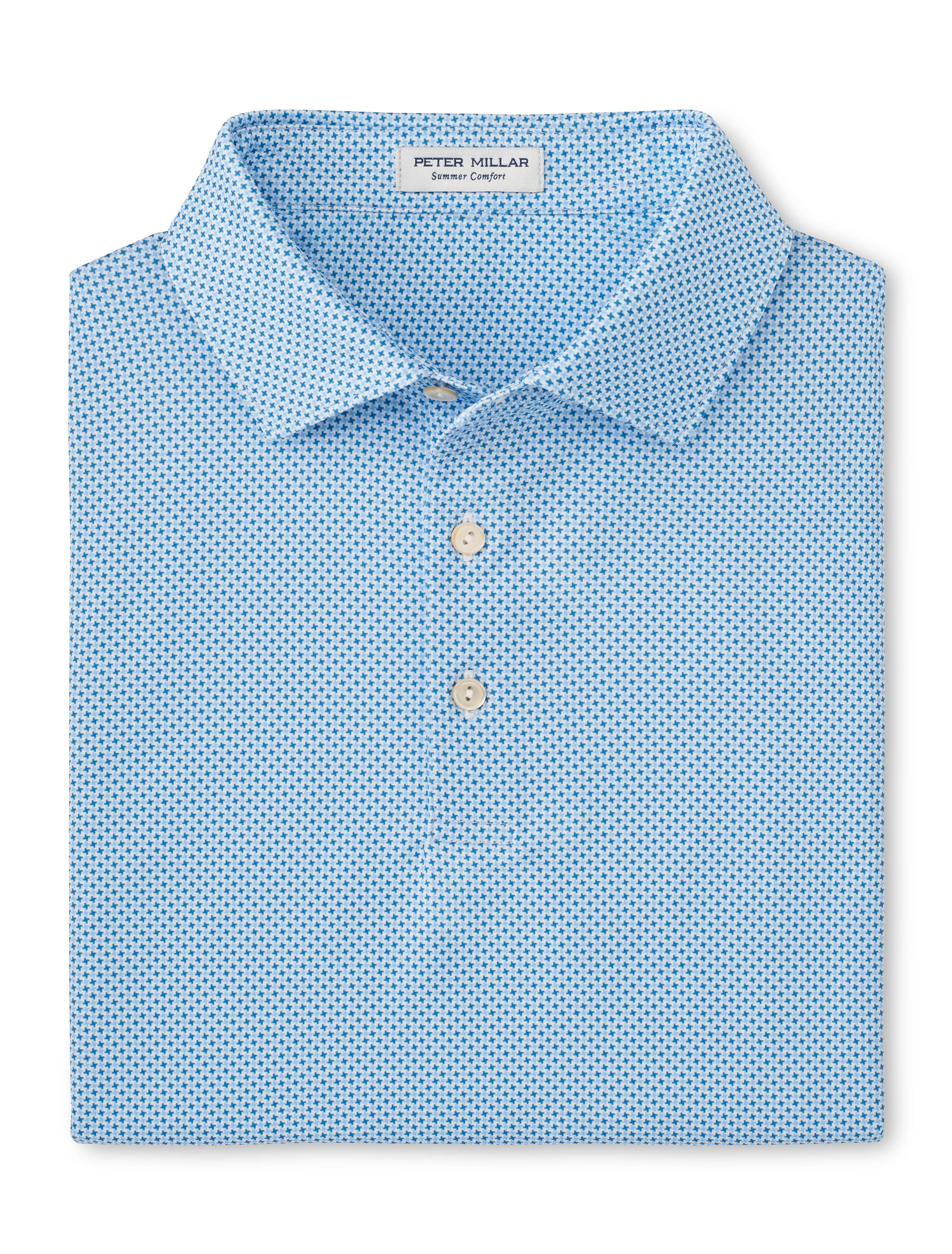 Mens Peter Millar Peter Millar Men's Phoenix Performance Jersey Polo Shirt - White/Sailor Blue