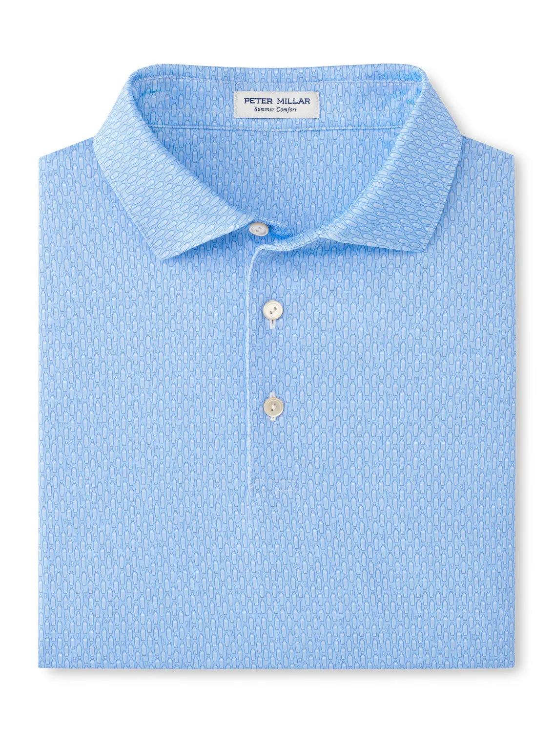 Mens Peter Millar Peter Millar Men's Shake It Up Performance Jersey Polo Shirt - Cottage Blue