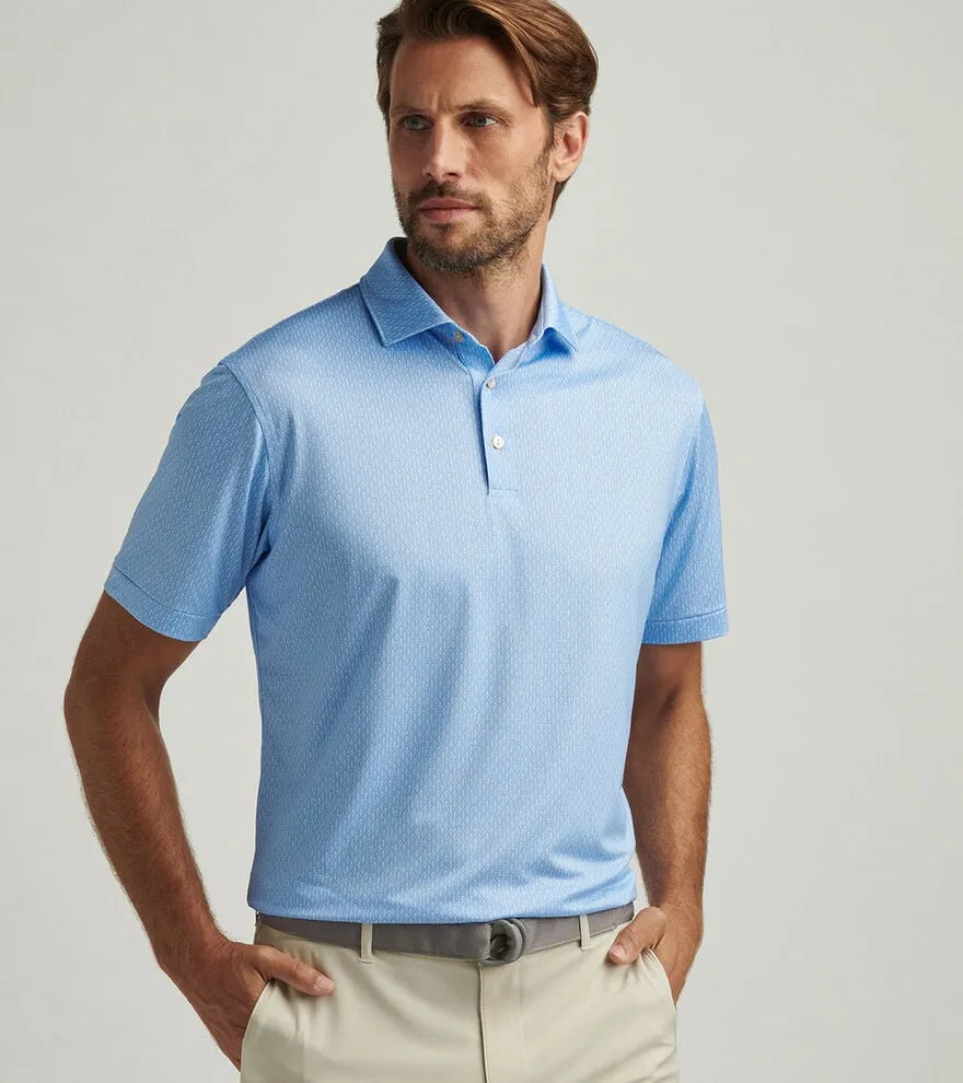 Mens Peter Millar Peter Millar Men's Shake It Up Performance Jersey Polo Shirt - Cottage Blue