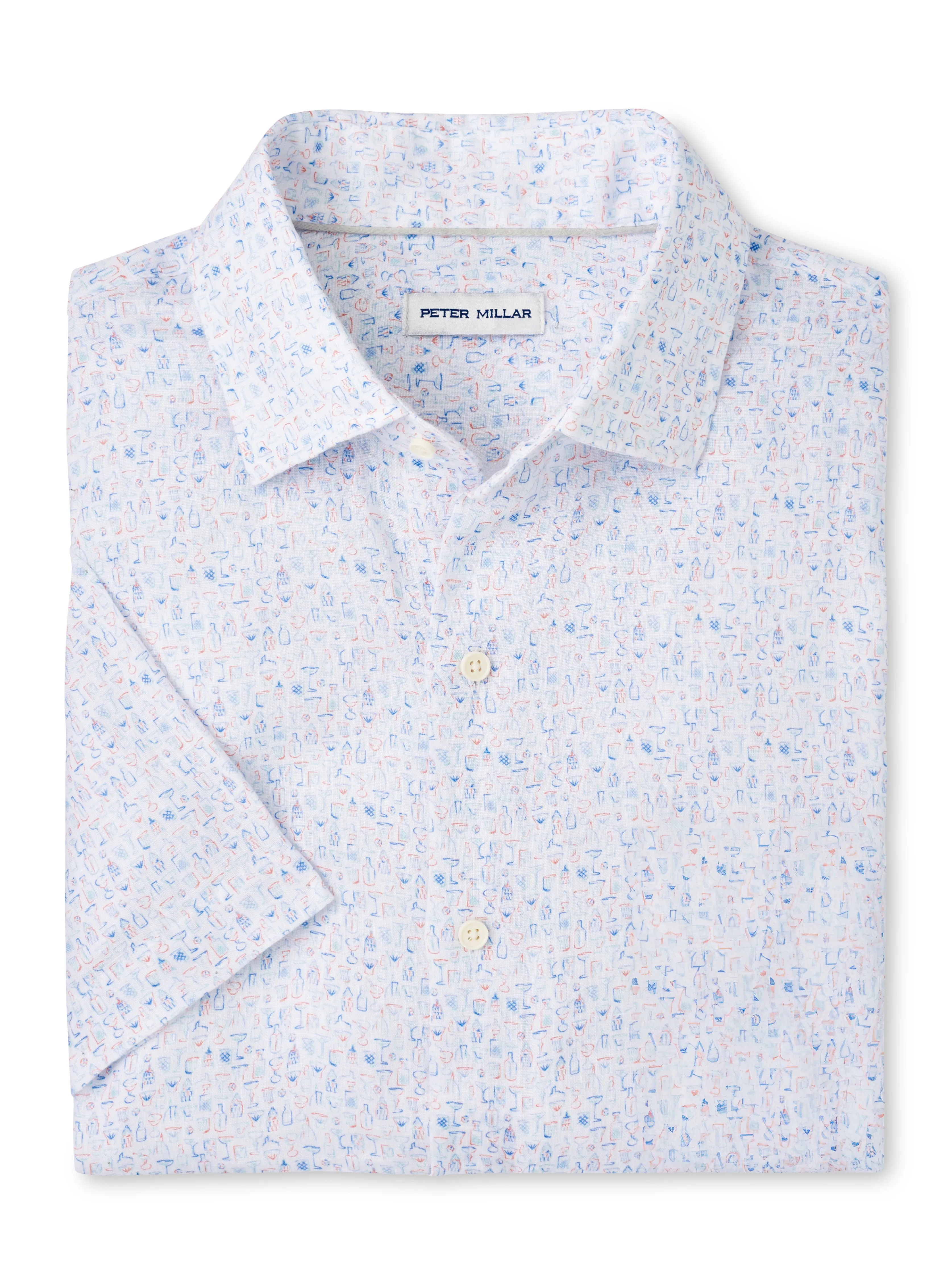 Mens Peter Millar Peter Millar Men's Soiree Linen Sport Shirt - Multi