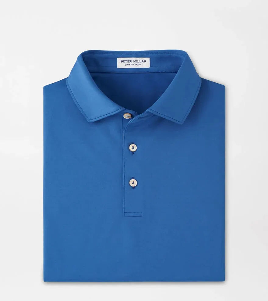 Mens Peter Millar Peter Millar Men's Solid Performance Jersey Polo Shirt - Sailor Blue
