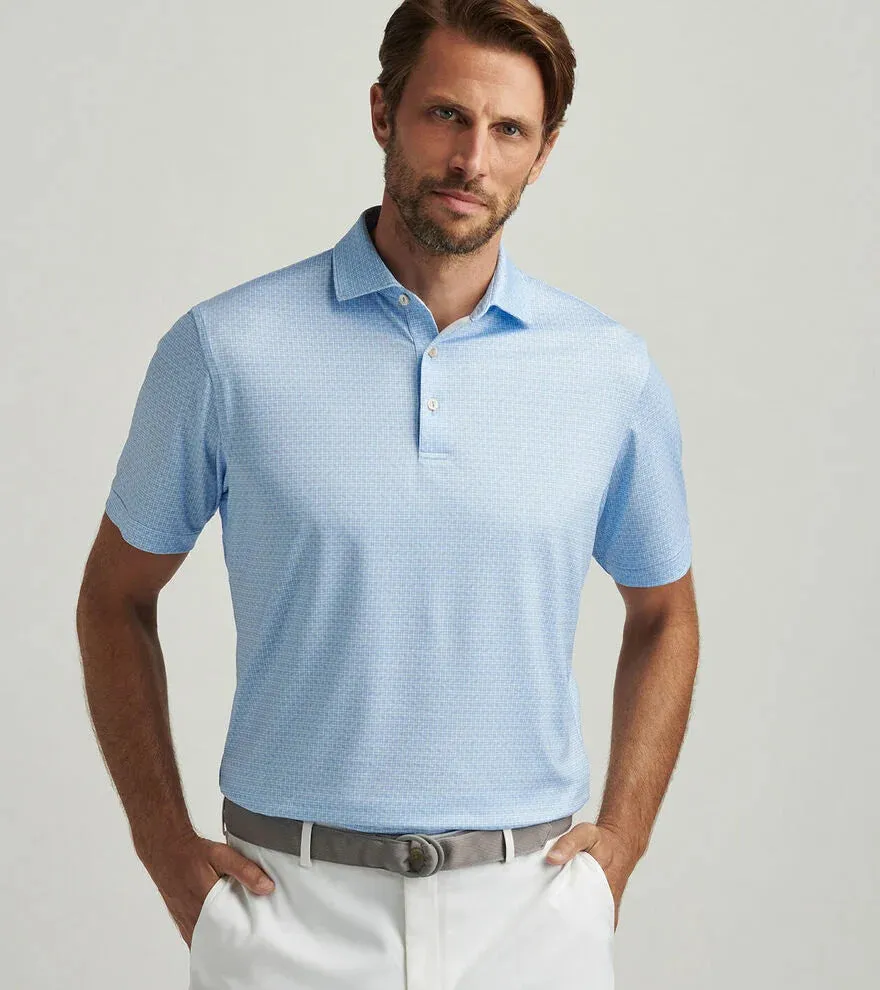 Mens Peter Millar Peter Millar Men's Vega Performance Jersey Polo Shirt - Cottage Blue