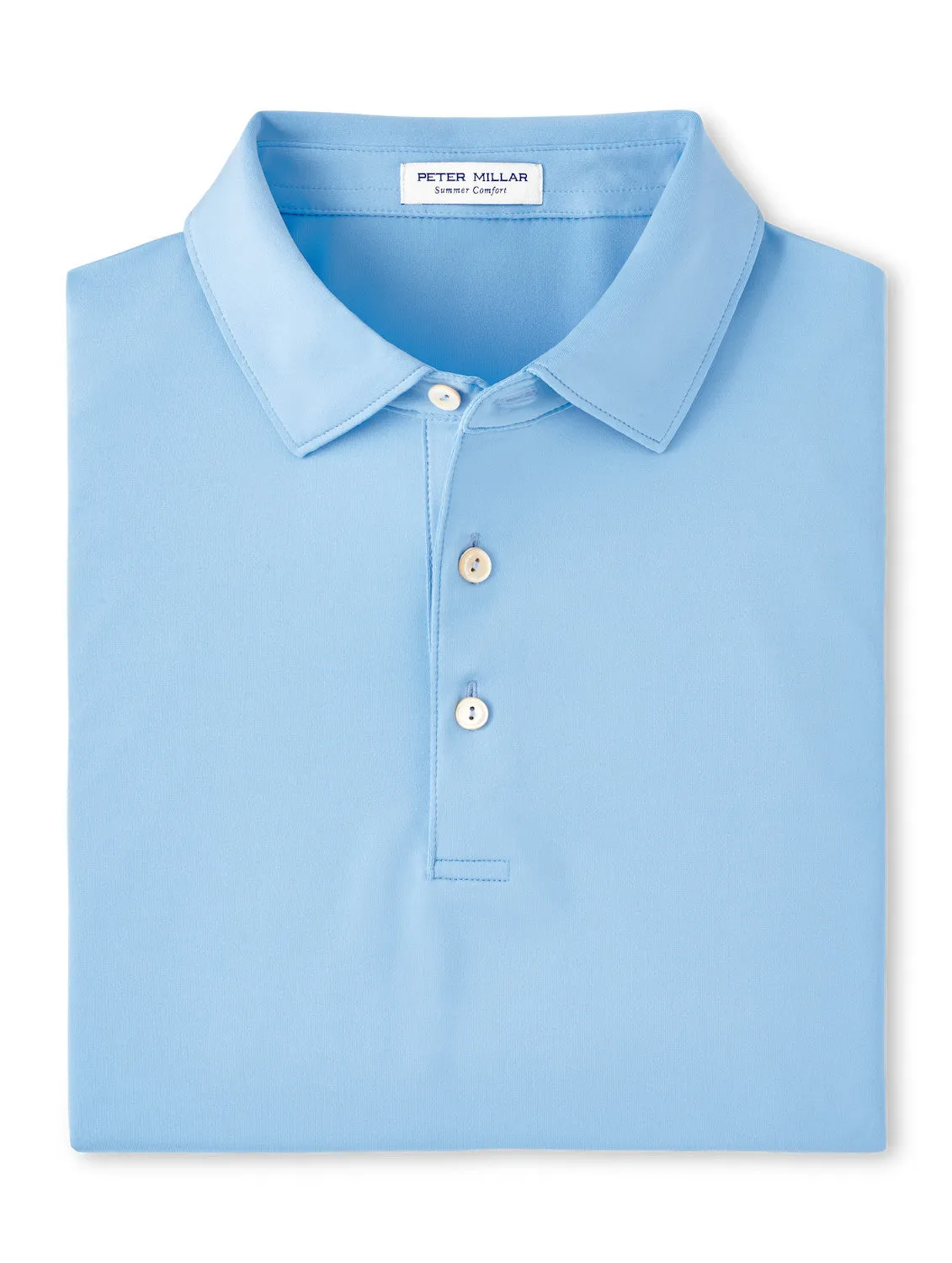 Mens Peter Millar Peter Millar Men's Vega Performance Jersey Polo Shirt - Cottage Blue