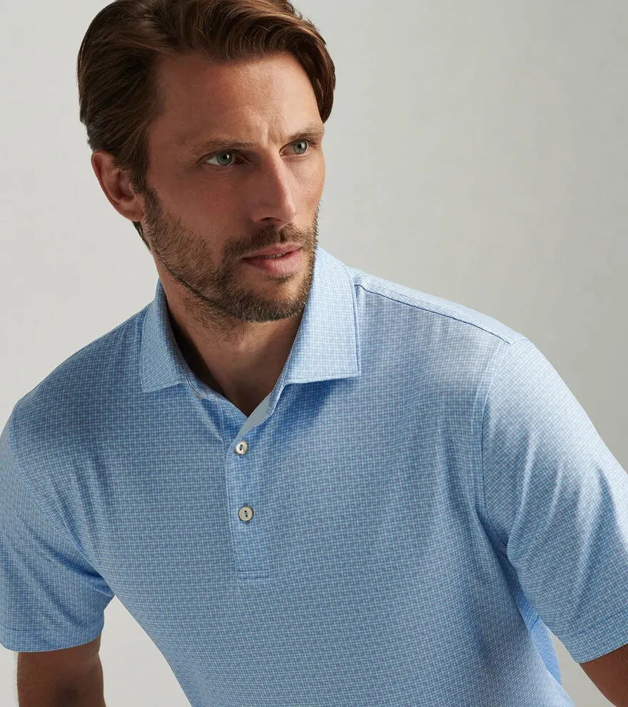 Mens Peter Millar Peter Millar Men's Vega Performance Jersey Polo Shirt - Cottage Blue